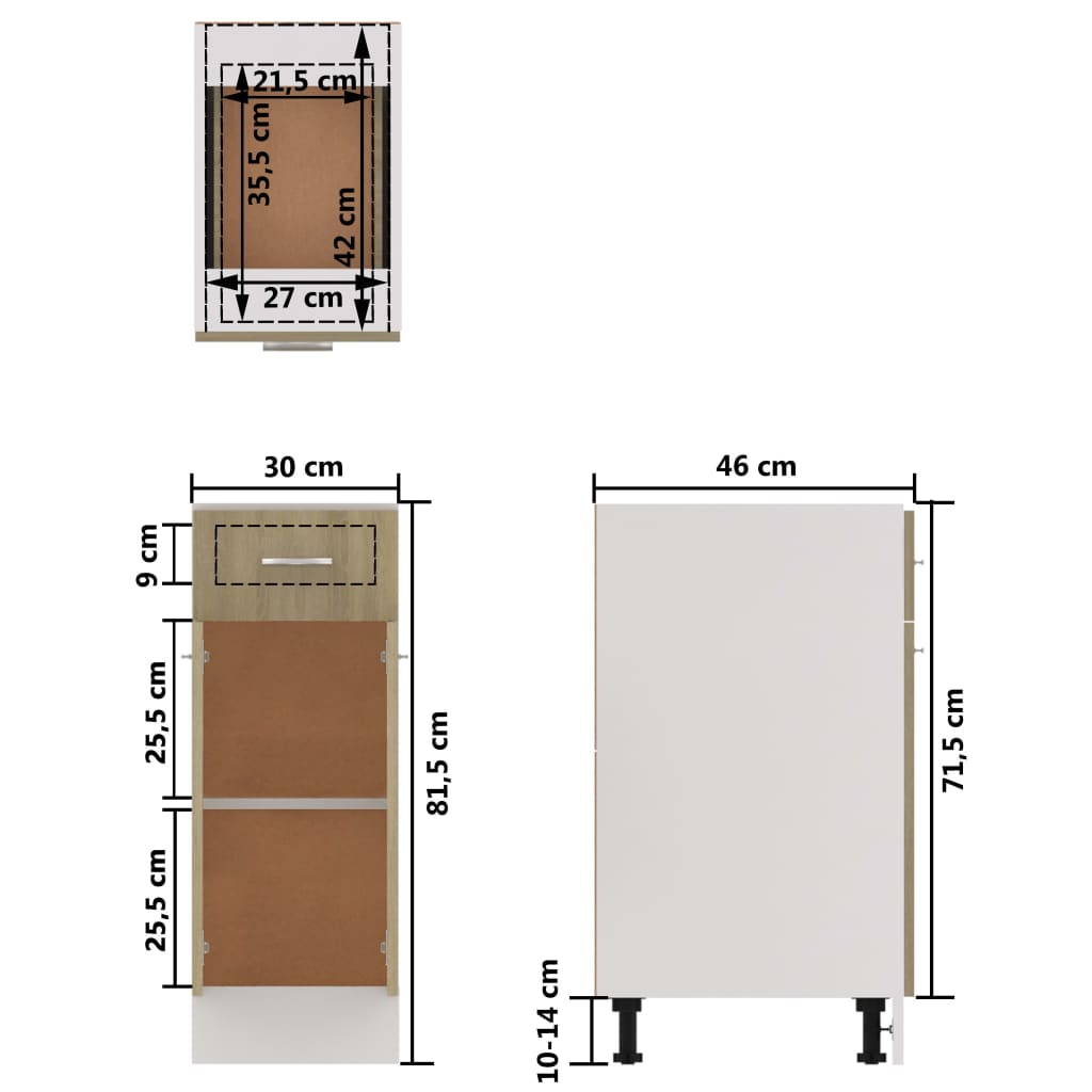 Armadio Inferiore Cassetto “Lyon” Rovere Sonoma 30x46x81,5 | homemem39