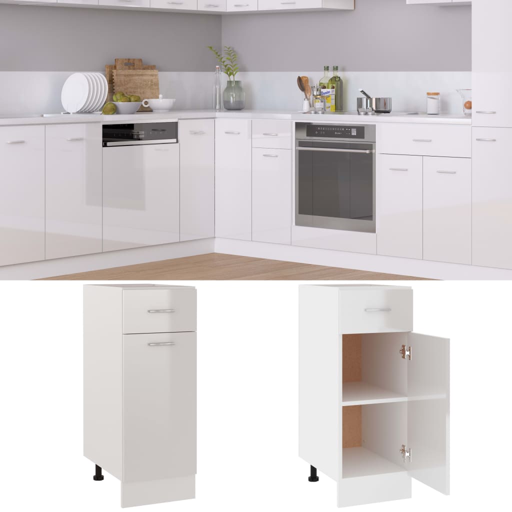 Armadio Inferiore Cassetto “Lyon” Bianco Lucido 30x46x81,5 - homemem39