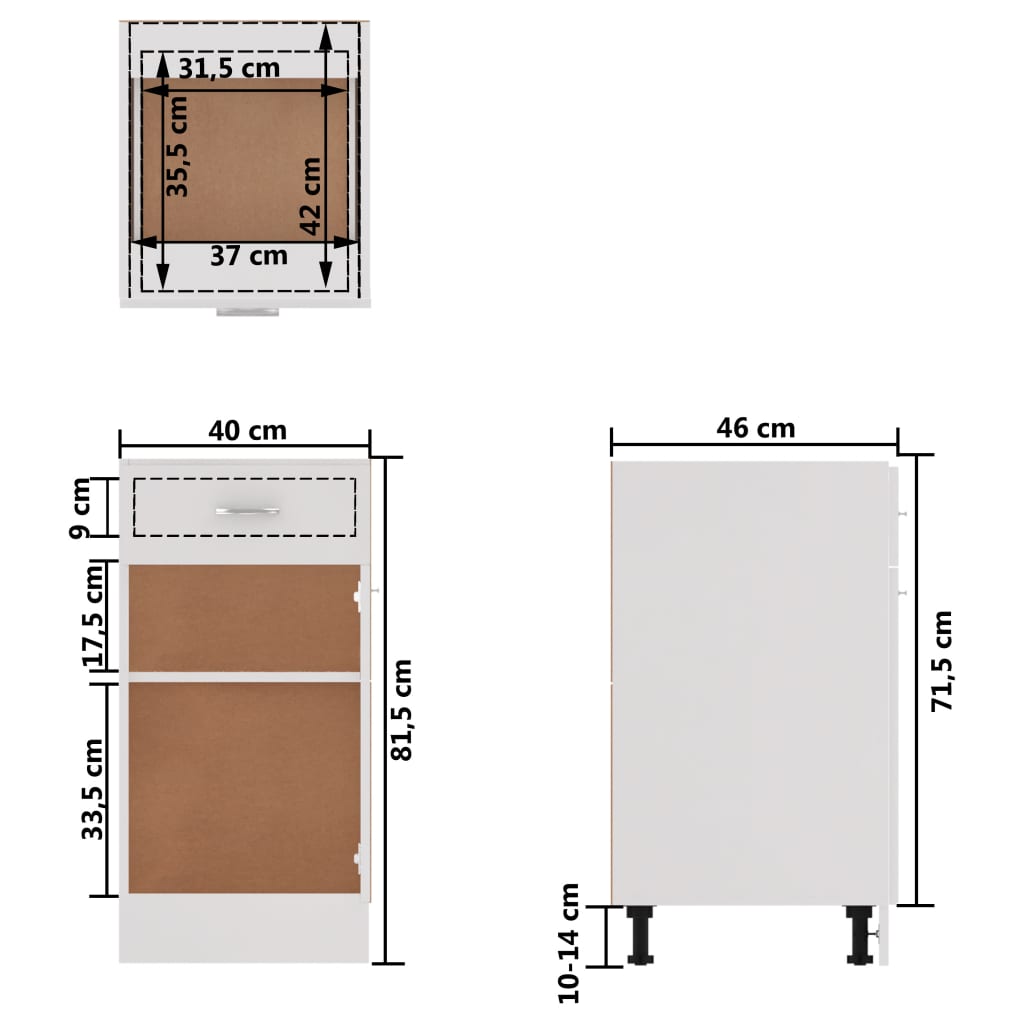 Armadio Inferiore Cassetto “Lyon” Bianco 40x46x81,5 - homemem39