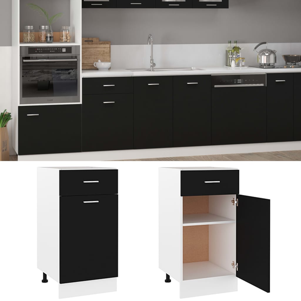 Armadio Inferiore Cassetto “Lyon” Nero 40x46x81,5cm - homemem39