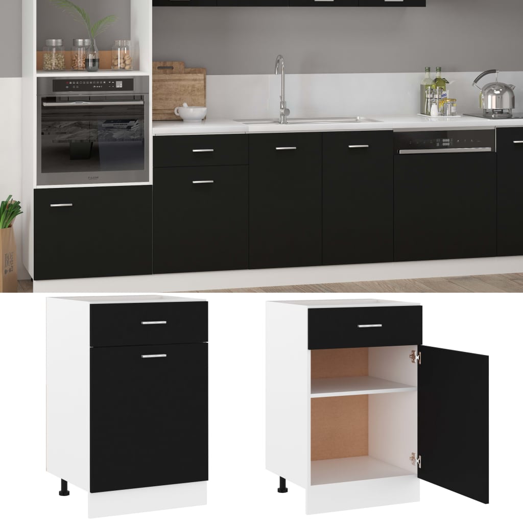 Armadio con Cassetto “Lyon” Nero 50x46x81,5 cm - homemem39