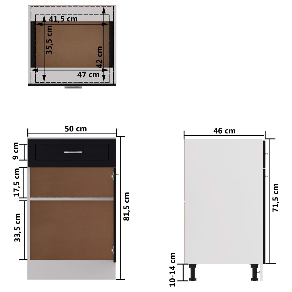 Armadio con Cassetto “Lyon” Nero 50x46x81,5 cm - homemem39