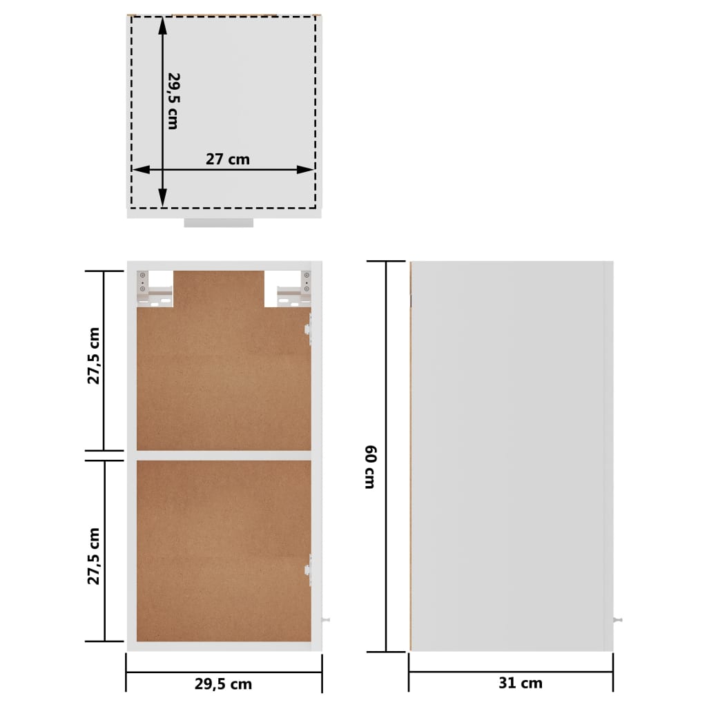 Mobile Pensile “Lyon” Bianco 29,5x31x60 cm | homemem39