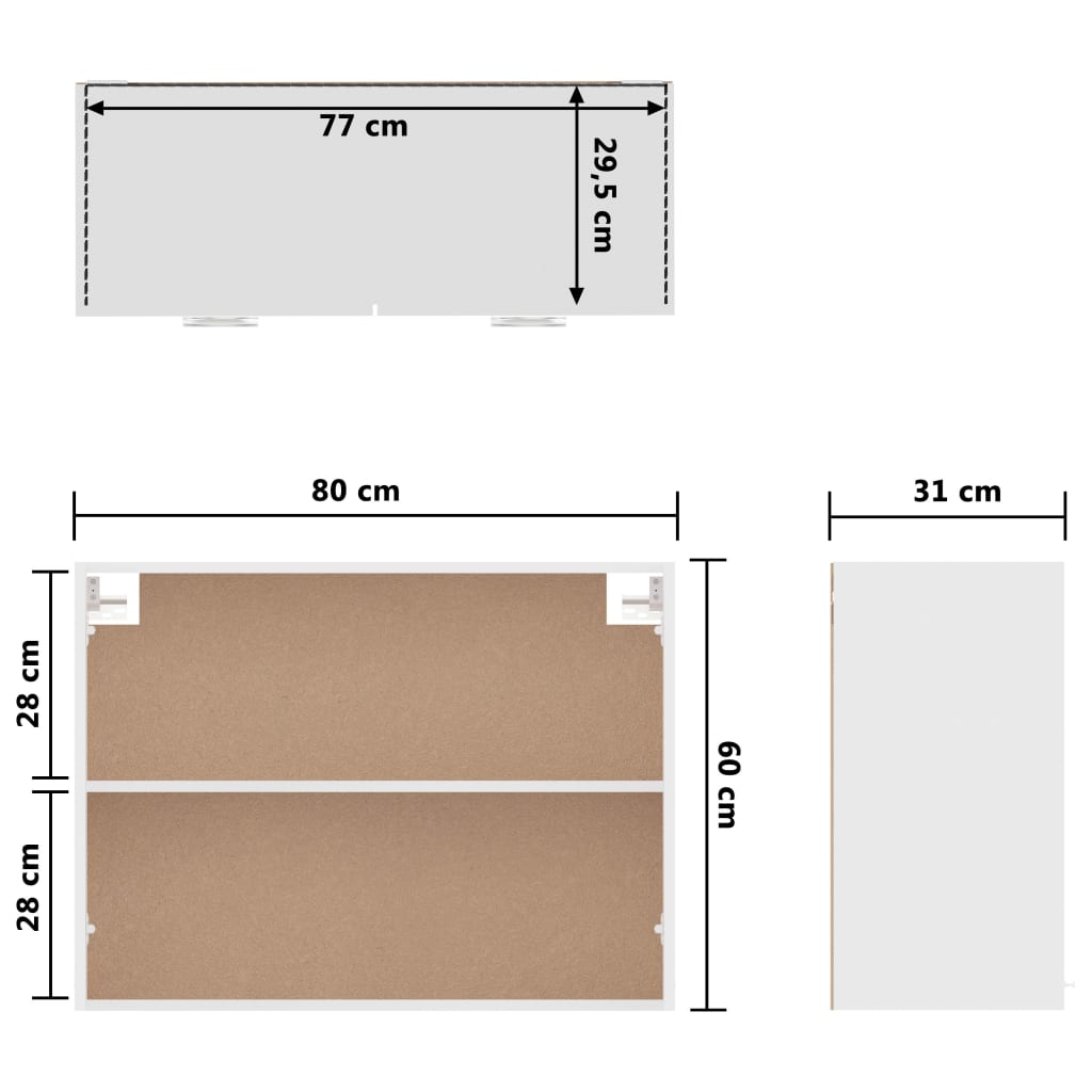 Mobile Pensile “Lyon” Bianco 80x31x60 cm in Legno Multistrato | homemem39
