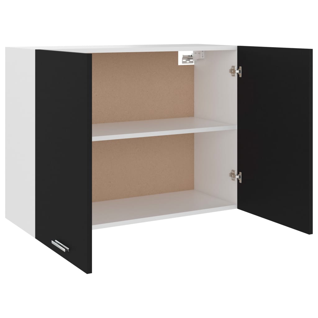 Mobile Pensile “Lyon” Nero 80x31x60 cm in Legno Multistrato - homemem39