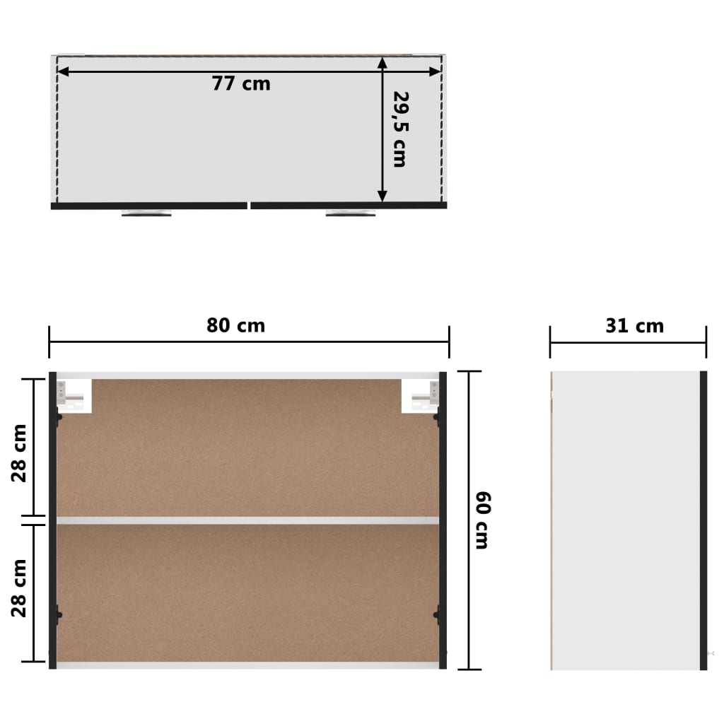 Mobile Pensile “Lyon” Nero 80x31x60 cm in Legno Multistrato - homemem39