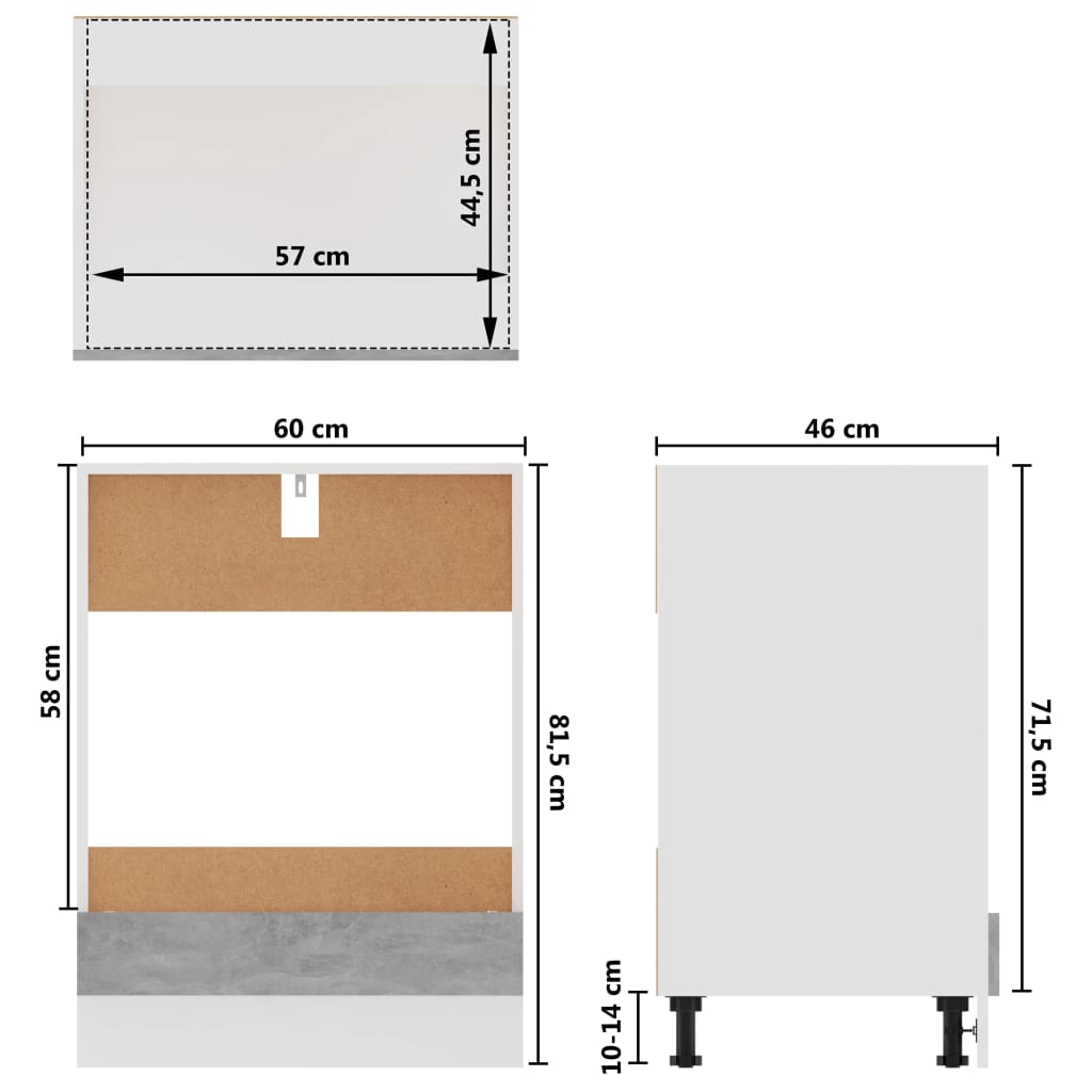 Mobile per Forno “Riga” Grigio Cemento 60x46x81,5 cm - homemem39