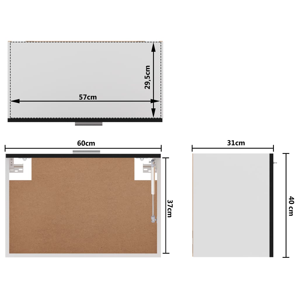 Mobile Pensile “Lyon” Nero 60x31x40 cm in Legno Multistrato | homemem39