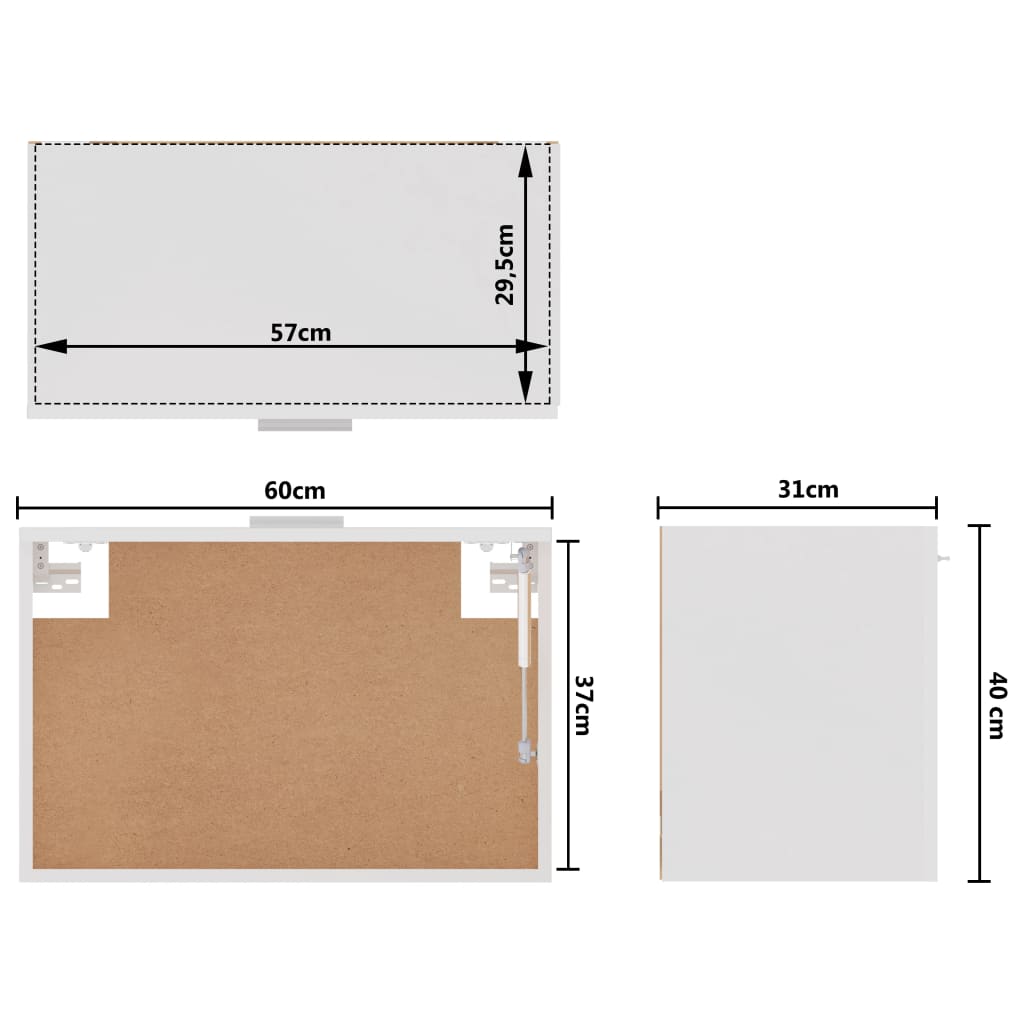 Mobile Pensile “Lyon” Bianco Lucido 60x31x40 cm - homemem39
