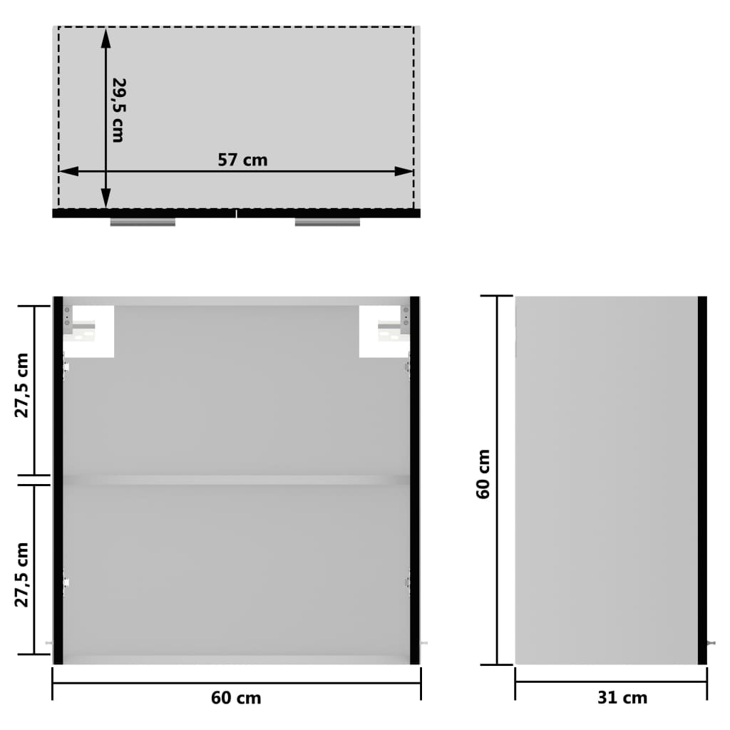 Mobile Pensile con Vetro “Lyon” Nero 60x31x60 cm | homemem39