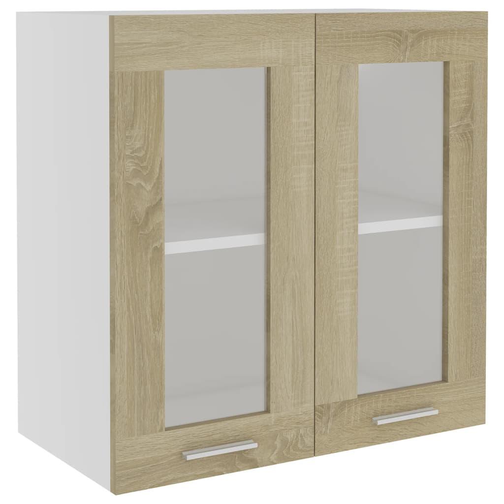 Mobile Pensile con Vetro “Lyon” Rovere Sonoma 60x31x60 cm - homemem39
