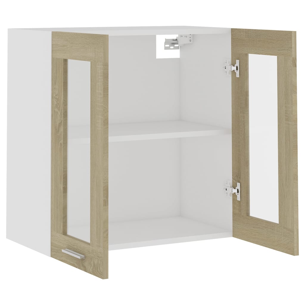Mobile Pensile con Vetro “Lyon” Rovere Sonoma 60x31x60 cm - homemem39