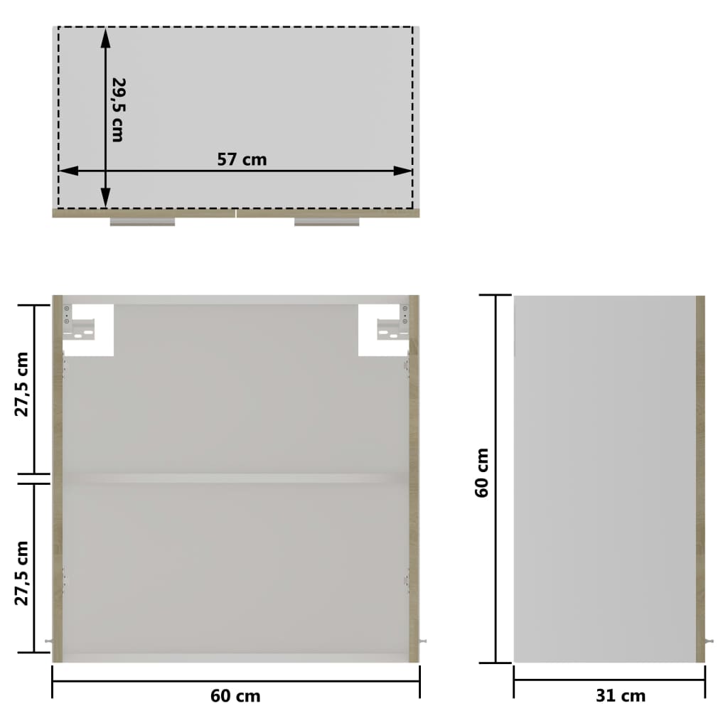 Mobile Pensile con Vetro “Lyon” Rovere Sonoma 60x31x60 cm - homemem39