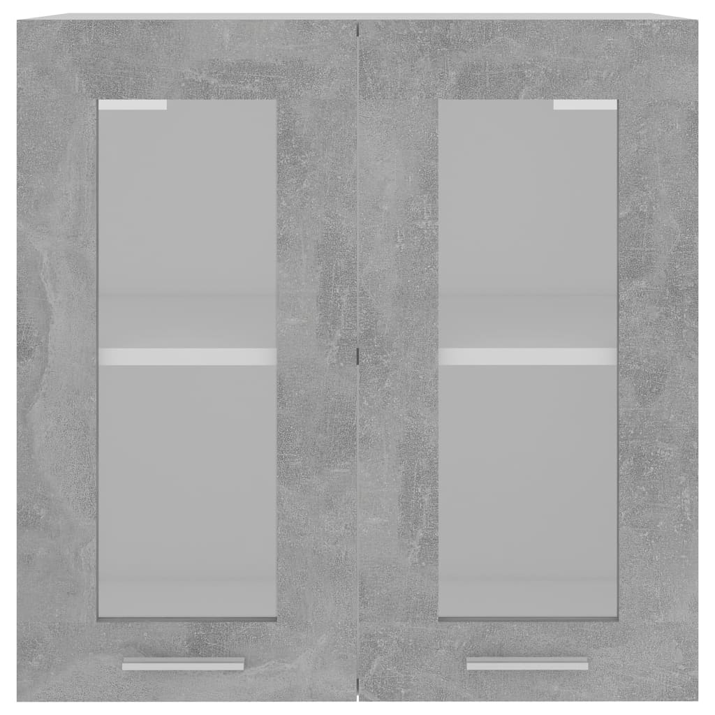 Mobile Pensile con Vetro “Lyon” Grigio Cemento 60x31x60 cm - homemem39