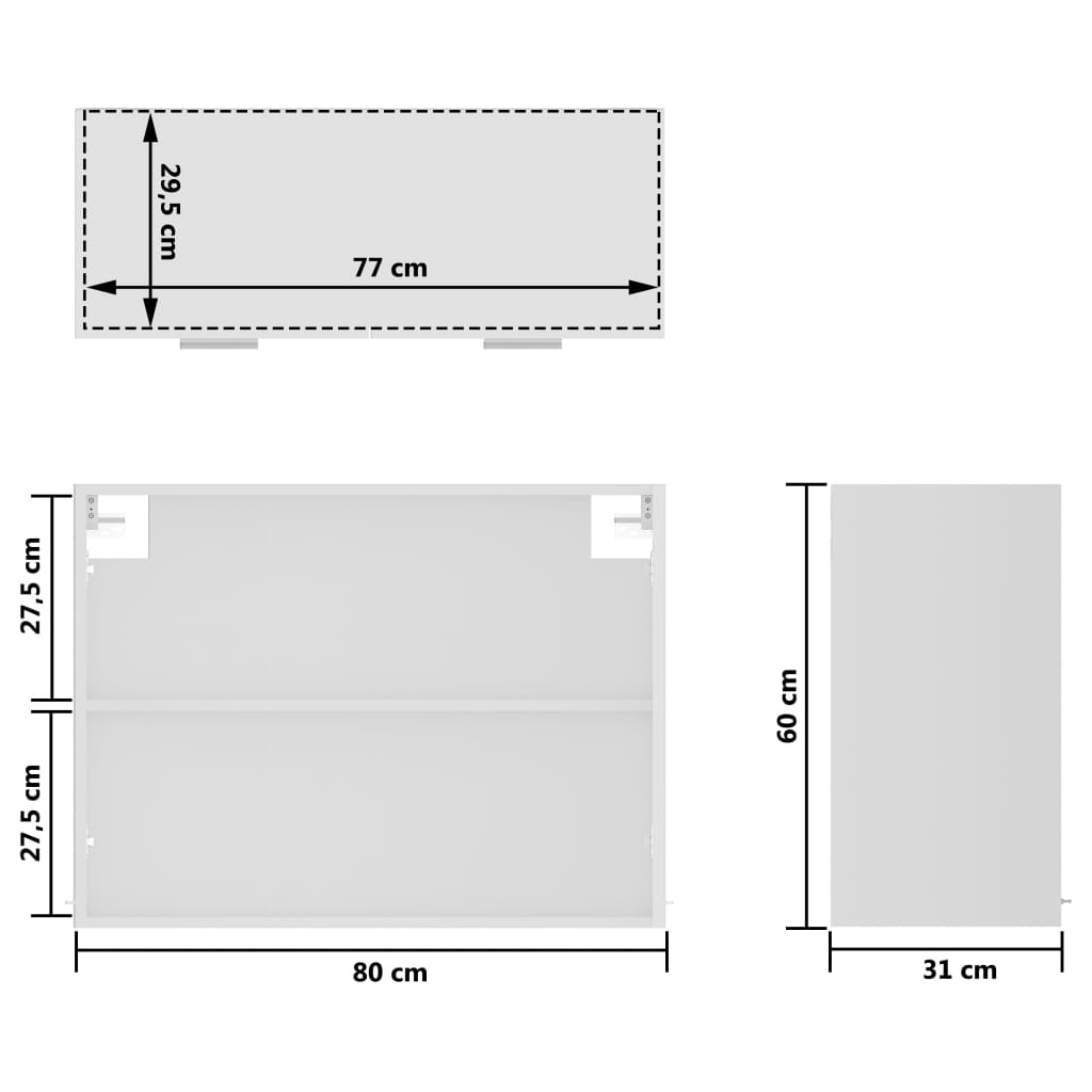 Mobile Pensile con Vetro “Lyon” Bianco 80x31x60 cm | homemem39