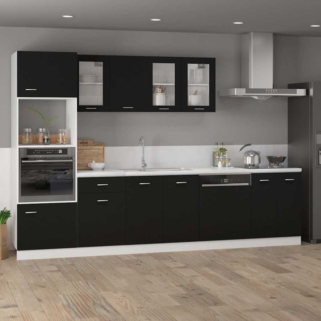 Mobile Pensile con Vetro “Lyon” Nero 80x31x60 cm - homemem39