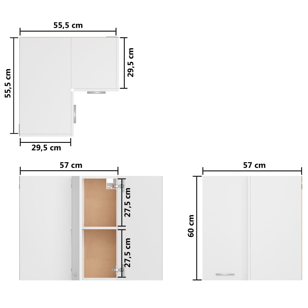 Pensile Angolare “Lyon” Bianco 57x57x60 cm - homemem39