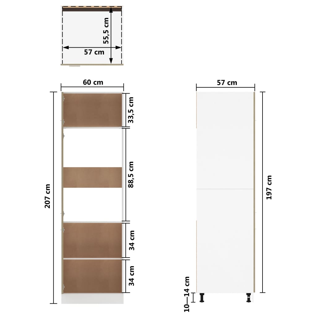 Mobile per Frigo Rovere Sonoma 60x57x207 cm Legno Multistrato - homemem39