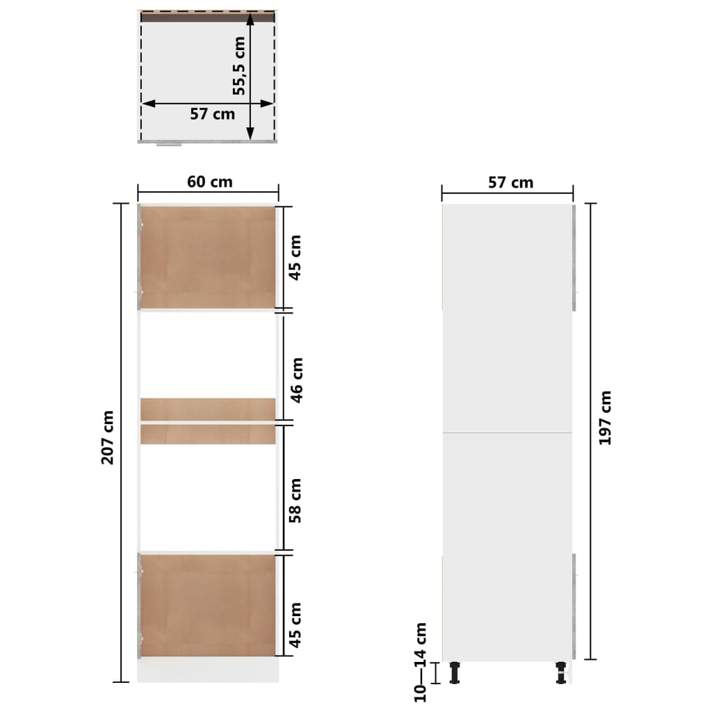 Mobile per Microonde Grigio Cemento 60x57x207 cm Multistrato - homemem39
