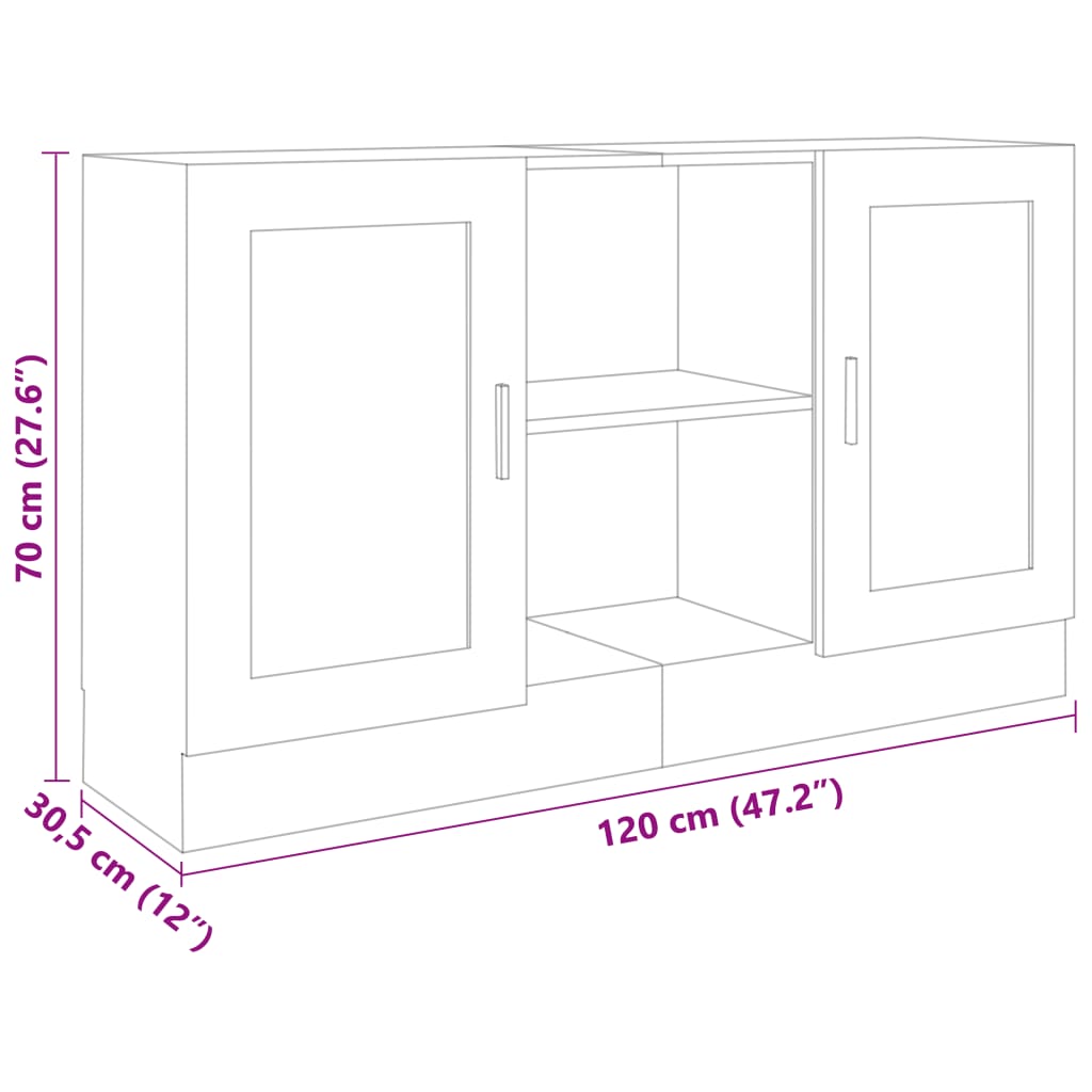 Credenza Bianca 120x30,5x70 cm in Legno Multistrato - homemem39
