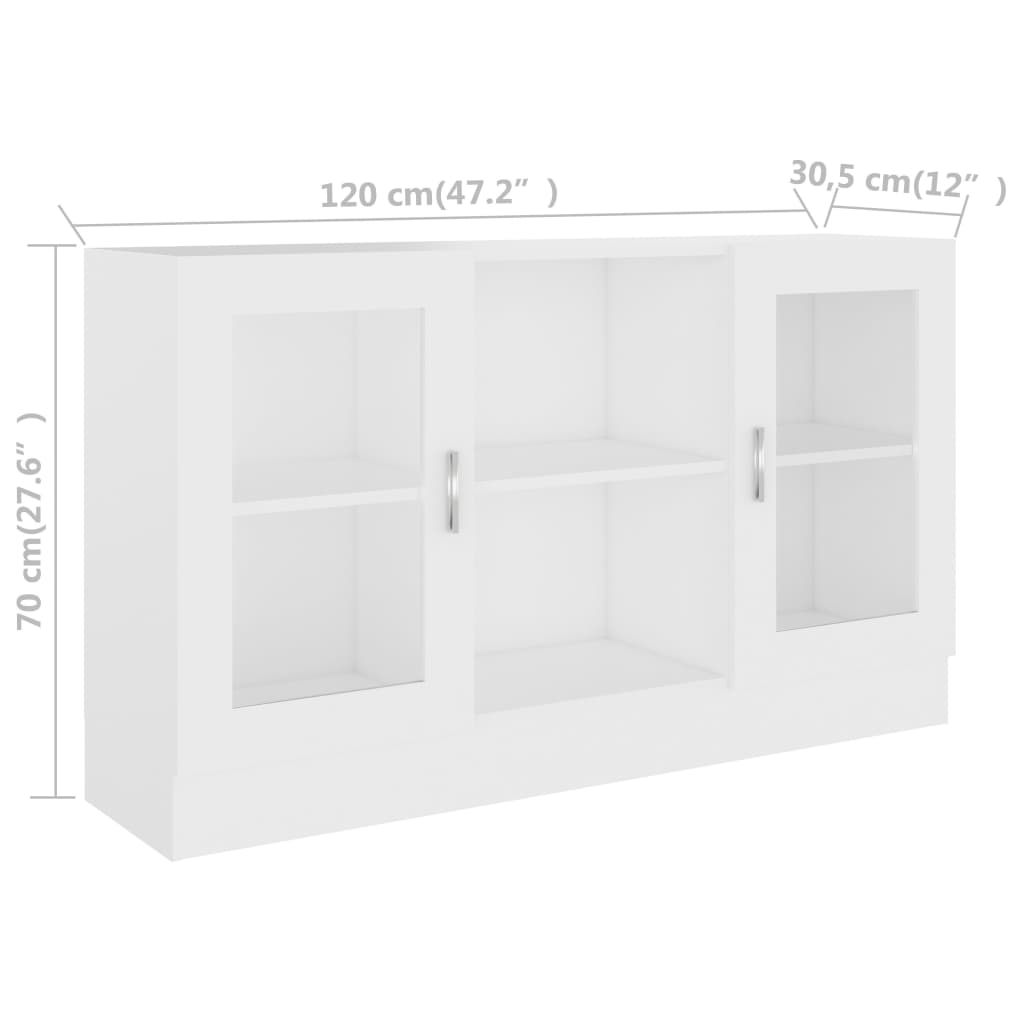Armadietto con Vetrina Bianco 120x30,5x70 cm Legno Multistrato - homemem39