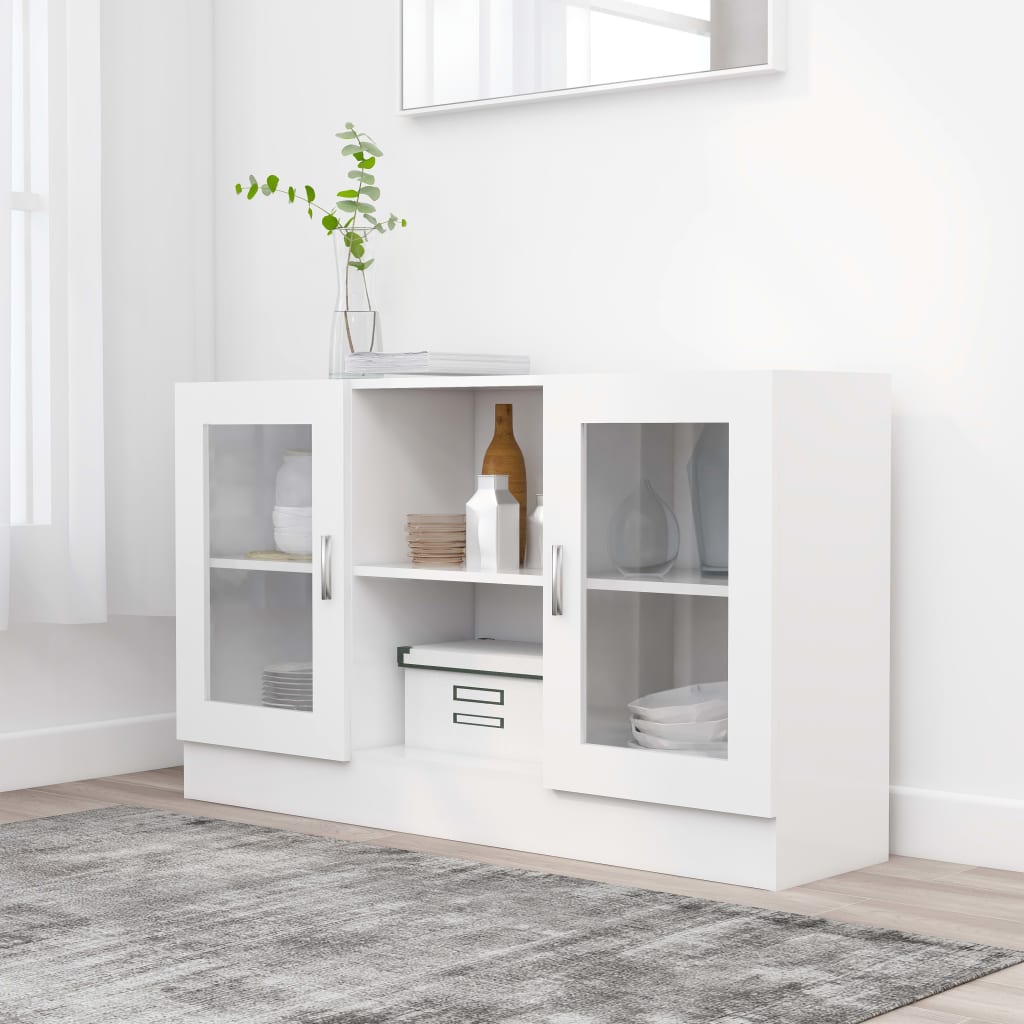 Armadietto con Vetrina Bianco 120x30,5x70 cm Legno Multistrato - homemem39