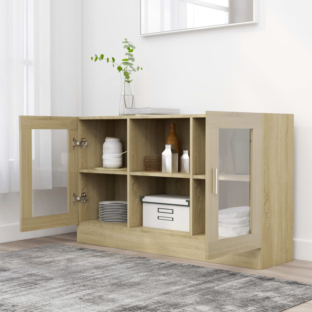 Armadietto Vetrina Rovere Sonoma 120x30,5x70 cm Multistrato - homemem39