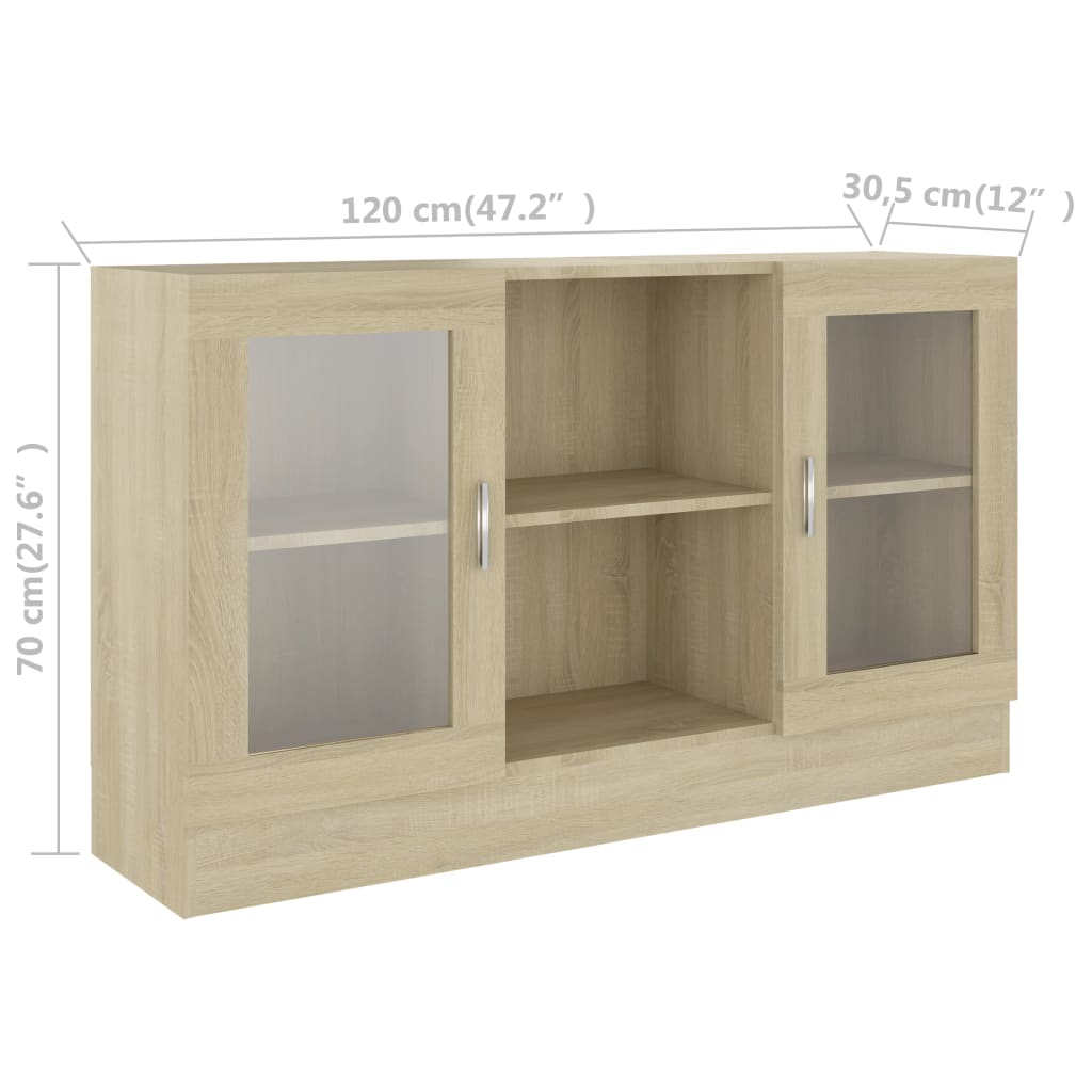 Armadietto Vetrina Rovere Sonoma 120x30,5x70 cm Multistrato - homemem39