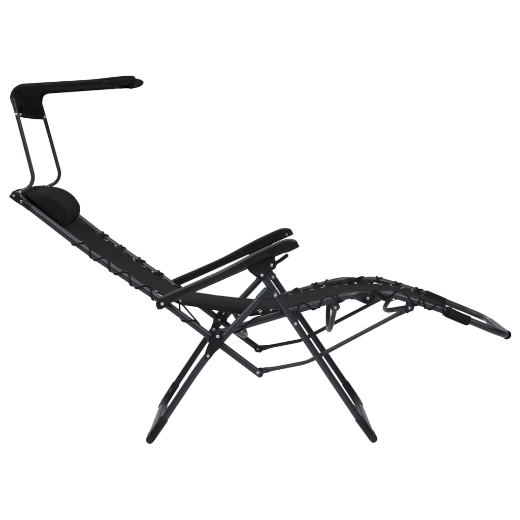 Folding Textilene Deckchairs 2 pcs Black