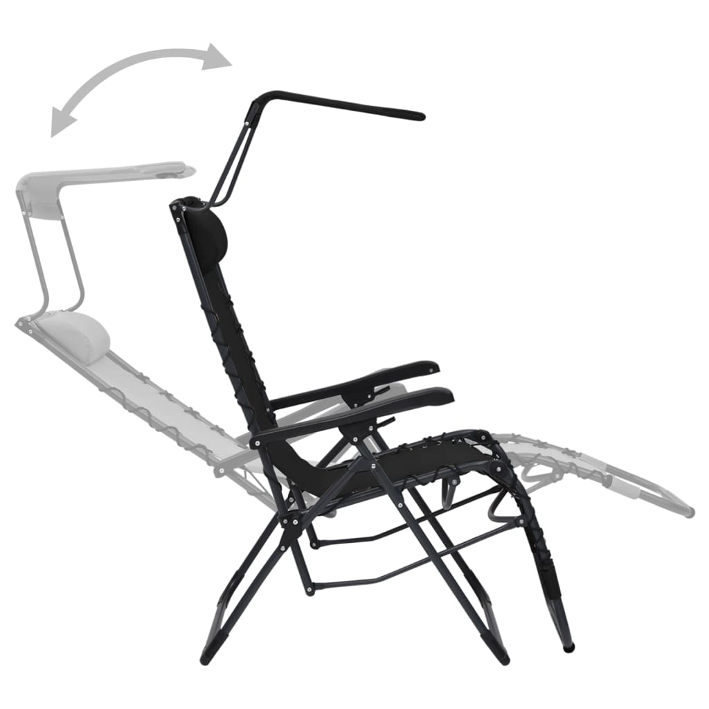 Folding Textilene Deckchairs 2 pcs Black