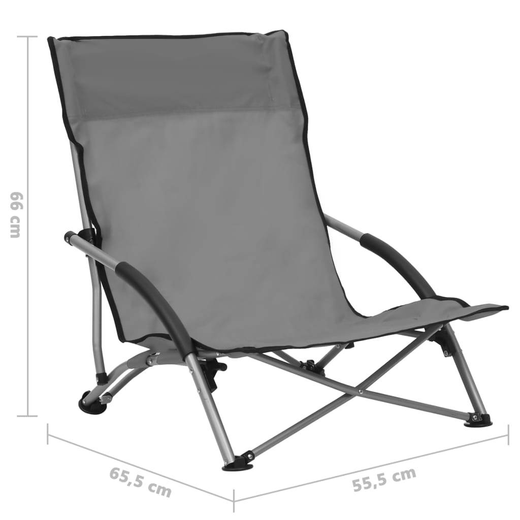 Sedie da Spiaggia Pieghevoli 2 pz in Tessuto Grigio - homemem39