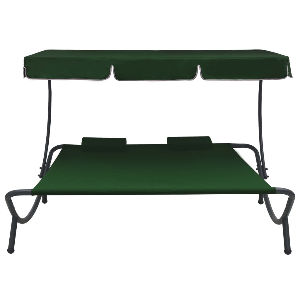 Lettino Prendisole con Baldacchino e Cuscini Verde - homemem39