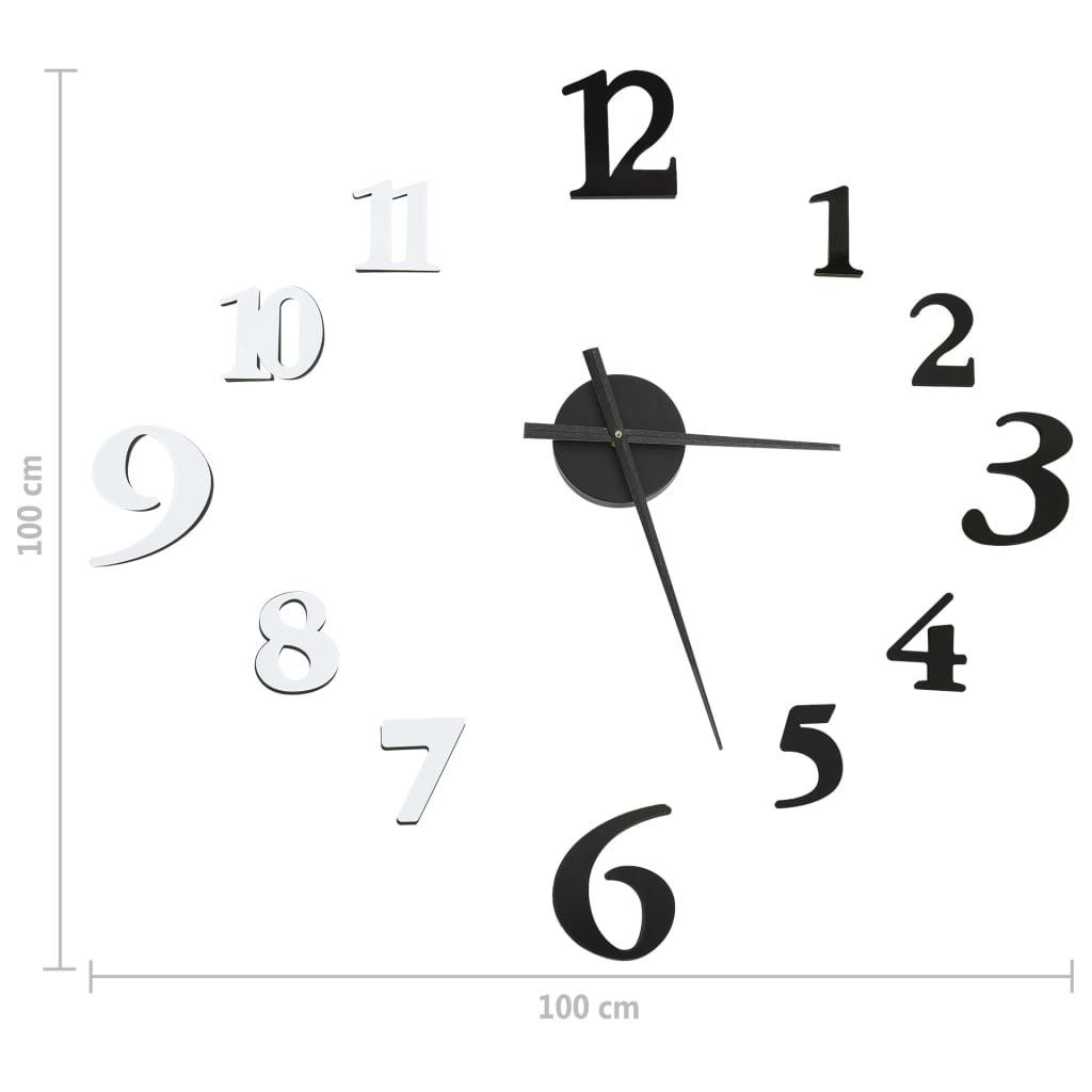 Orologio da Parete 3D Design Moderno Nero e Bianco 100 cm XXL - homemem39