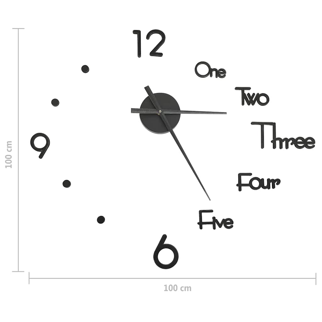 Orologio da Parete 3D Design Moderno Nero 100 cm XXL | homemem39