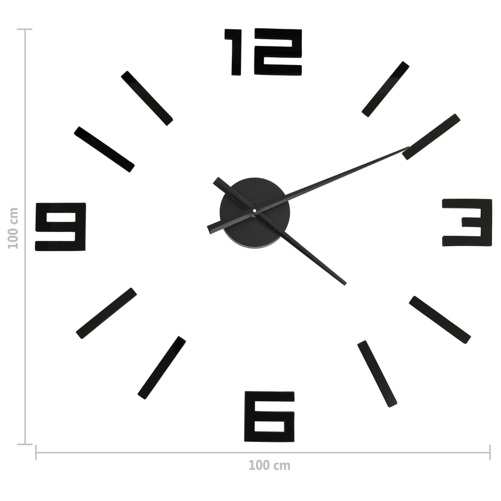 Orologio da Parete 3D Design Moderno Nero 100 cm XXL - homemem39