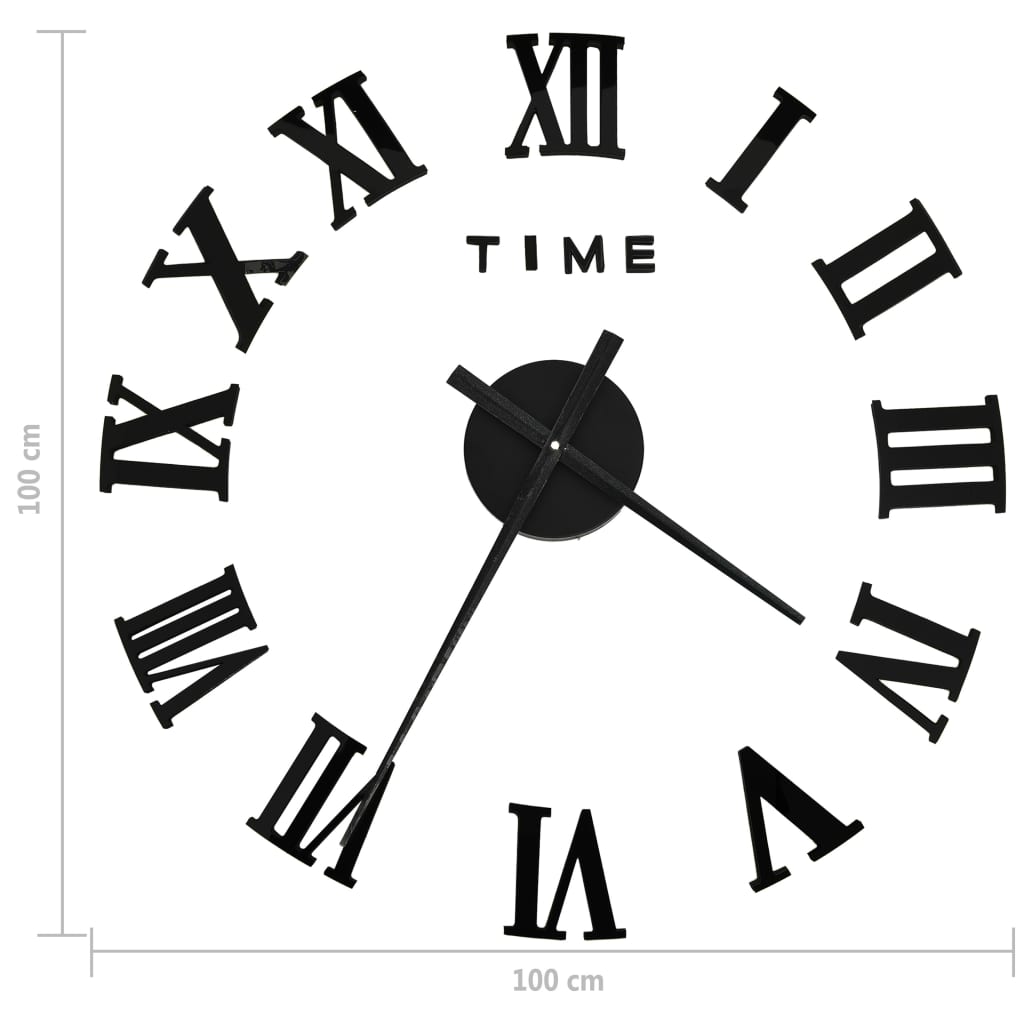 Orologio da Parete 3D Design Moderno Nero 100 cm XXL - homemem39