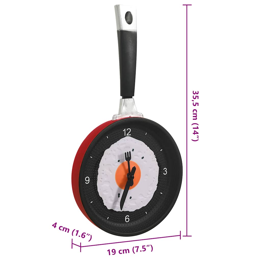 325164 vidaXL Wall Clock with Fried Egg Pan Design 18,8 cm - homemem39