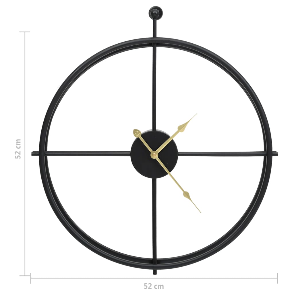 Orologio da Parete Nero 52 cm in Ferro | homemem39