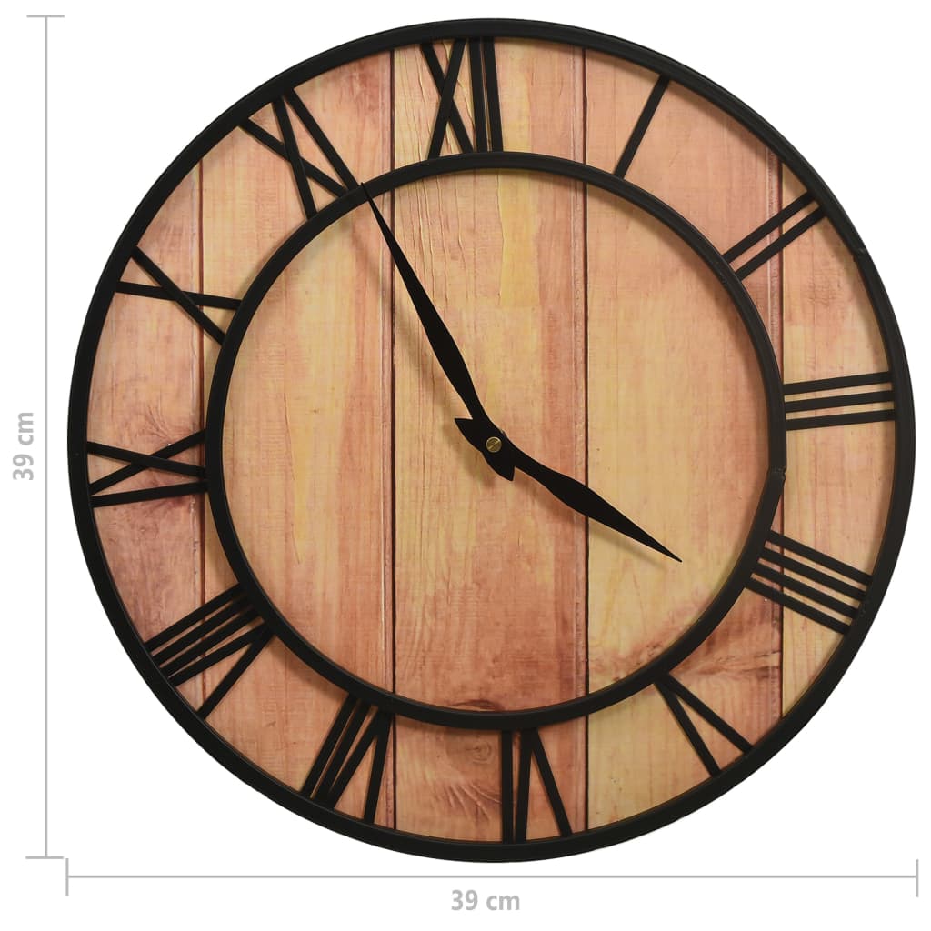 Orologio da Parete 39 cm Marrone e Nero in MDF e Ferro | homemem39