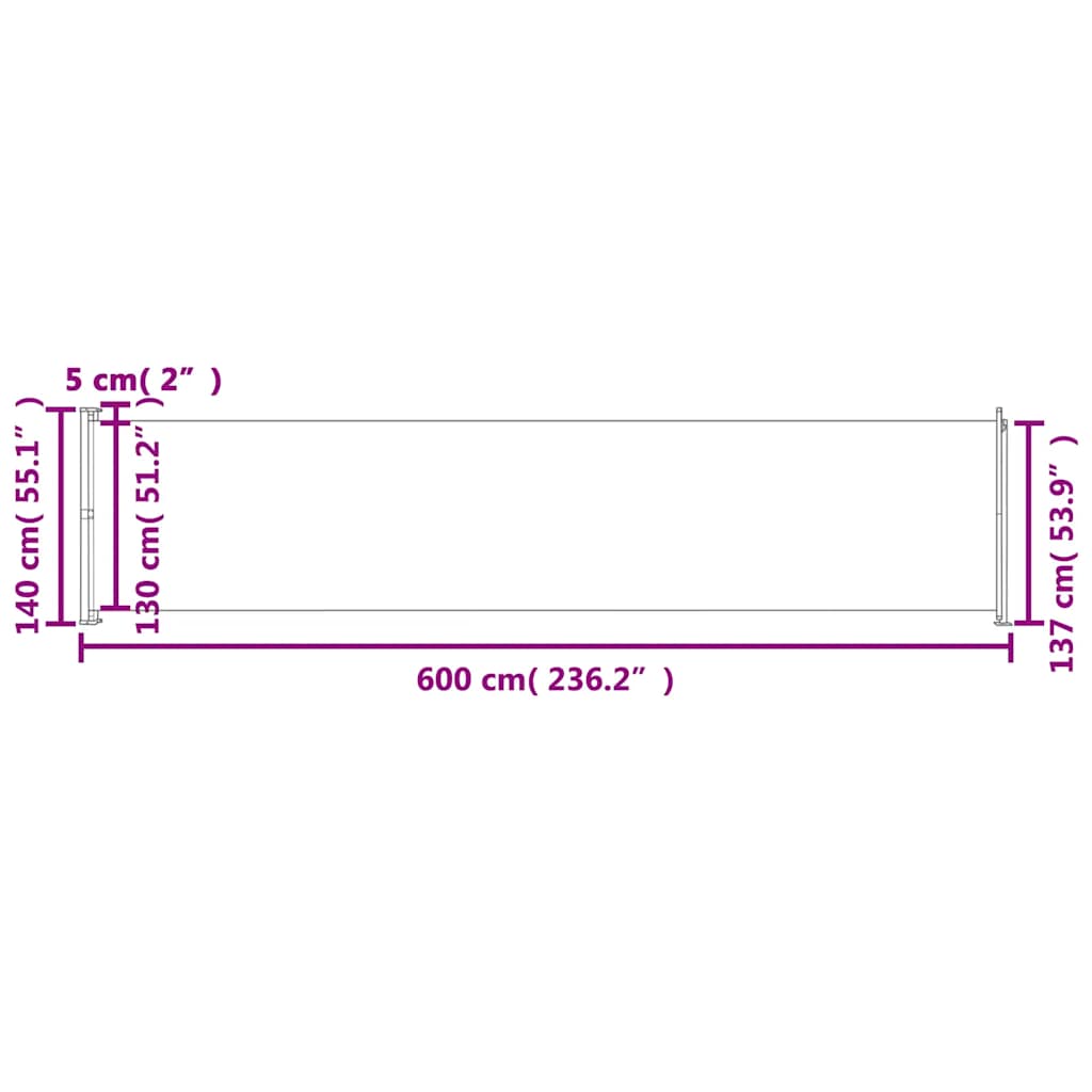 Tenda Laterale Retrattile per Patio 140x600 cm Crema - homemem39
