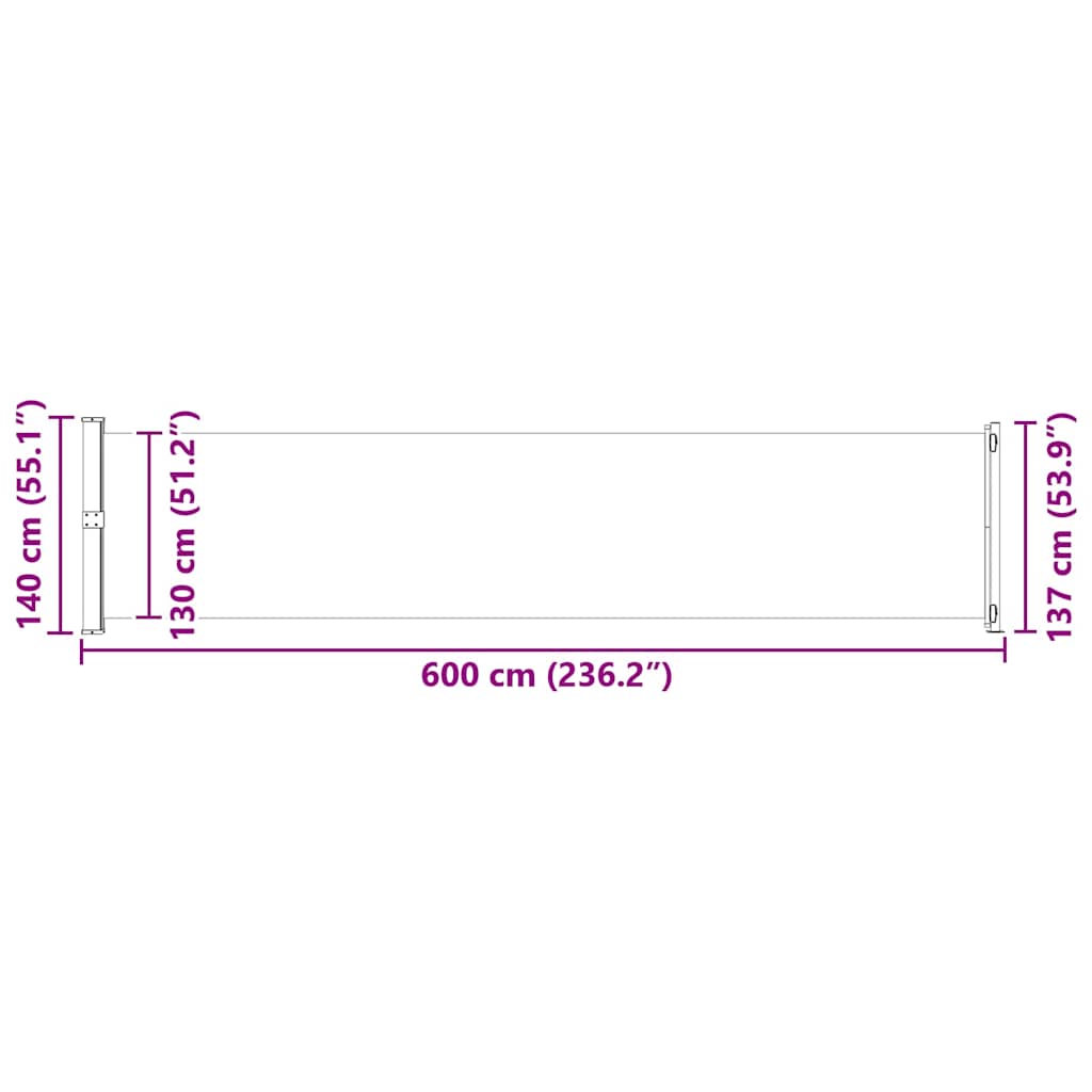 Retractable Side Awning for Patio 140x600 cm Cream