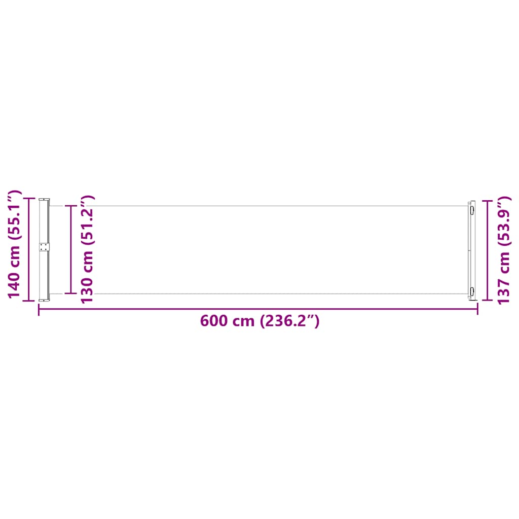 Retractable Side Awning for Patio 140x600 cm Brown