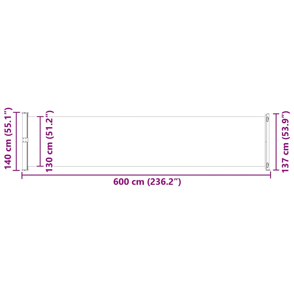 Tenda Laterale Retrattile per Patio 140x600 cm Marrone | homemem39