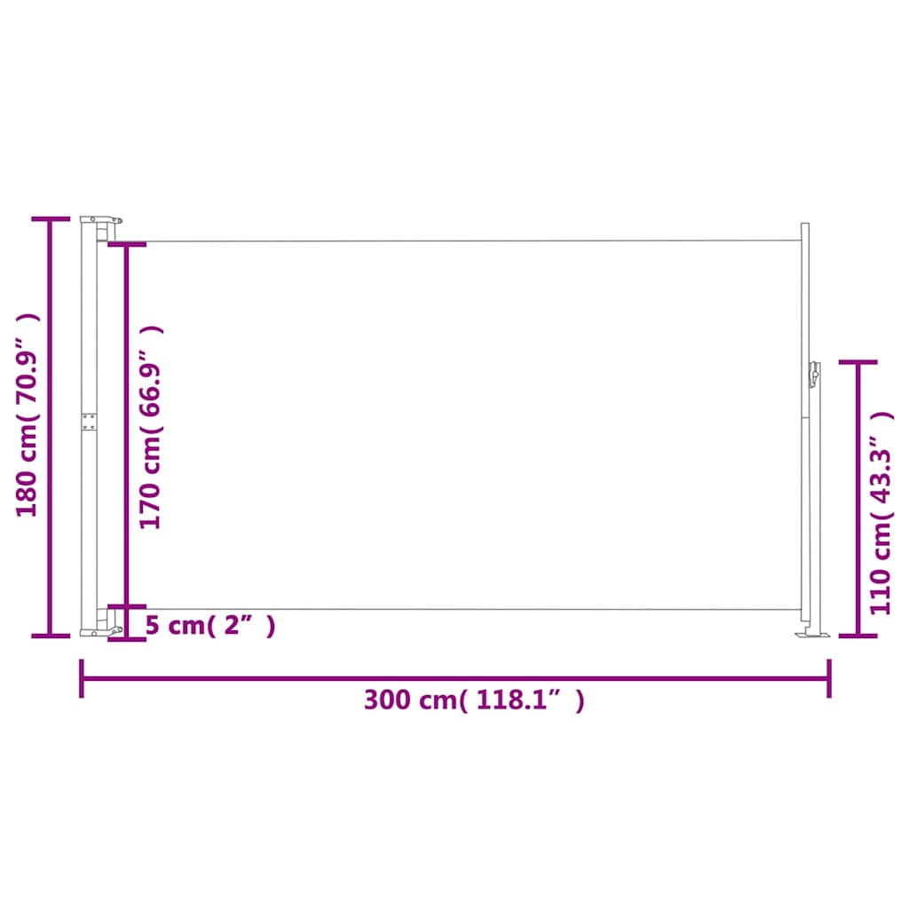 Tenda Laterale Retrattile per Patio 180x300 cm Rossa - homemem39