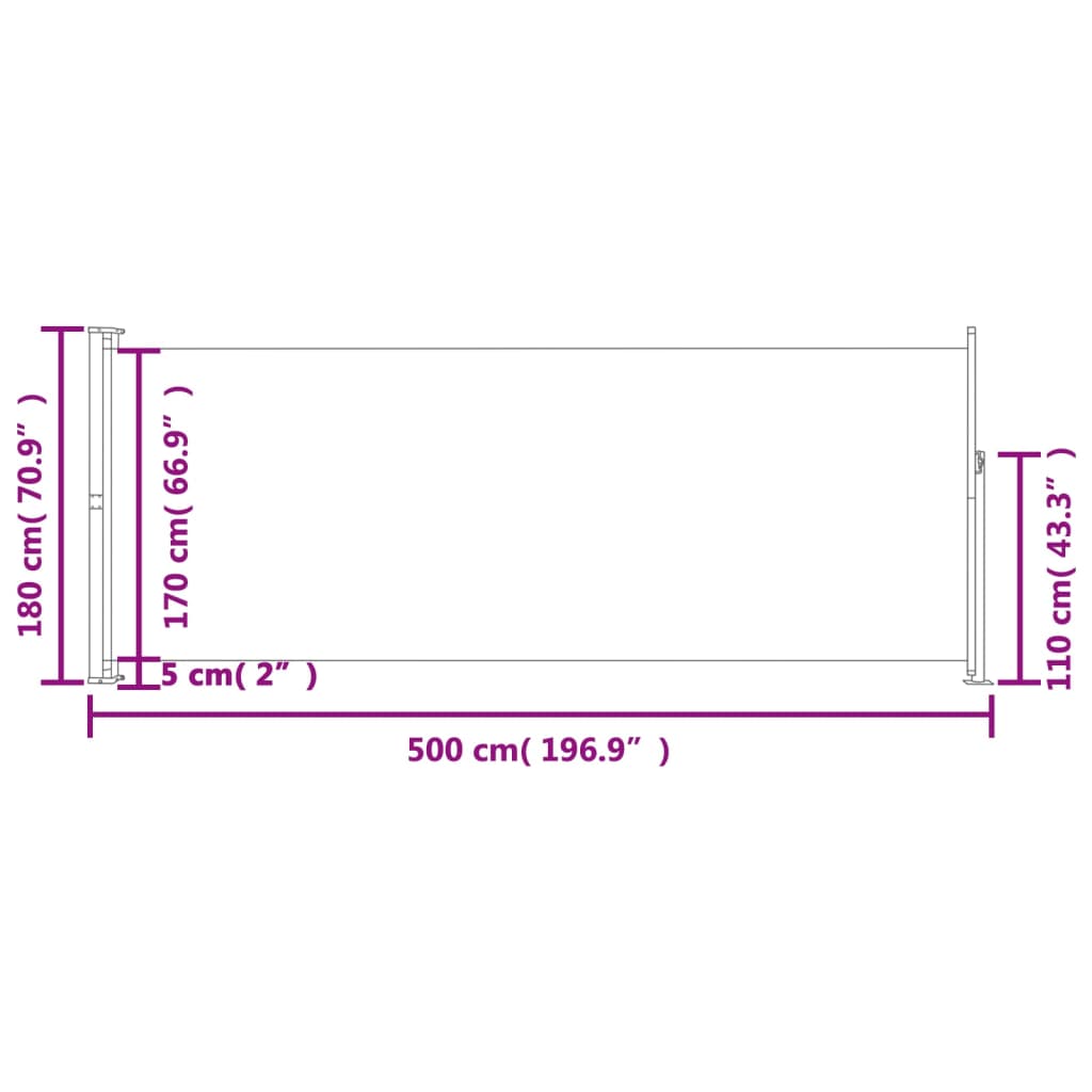 Tenda Laterale Retrattile per Patio 180x500 cm Rossa - homemem39