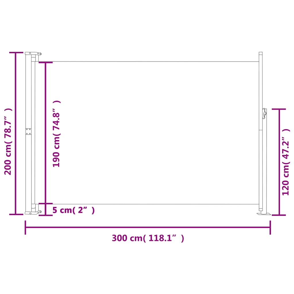 Tenda Laterale Retrattile per Patio 200x300 cm Grigia - homemem39