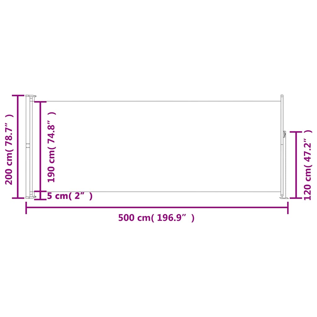 Tenda Laterale Retrattile per Patio 200x500 cm Crema - homemem39