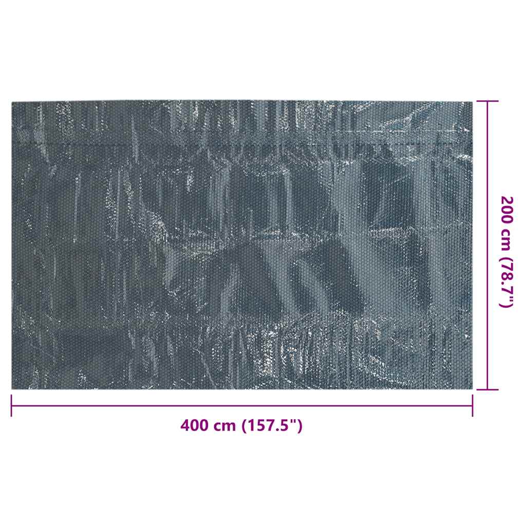 Pellicola Galleggiante Solare PE Piscina 400x200 cm Nero e Blu | homemem39