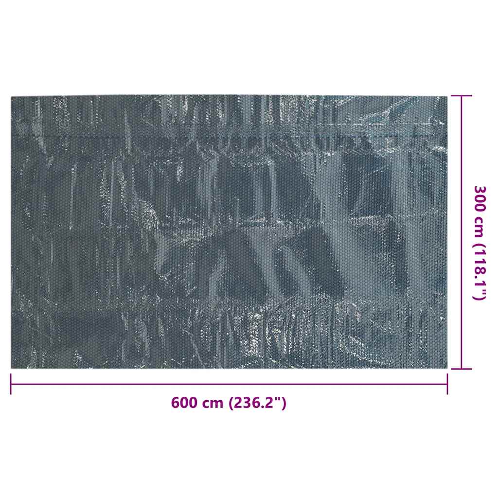 Pellicola Galleggiante Solare PE Piscina 600x300 cm Nero e Blu | homemem39
