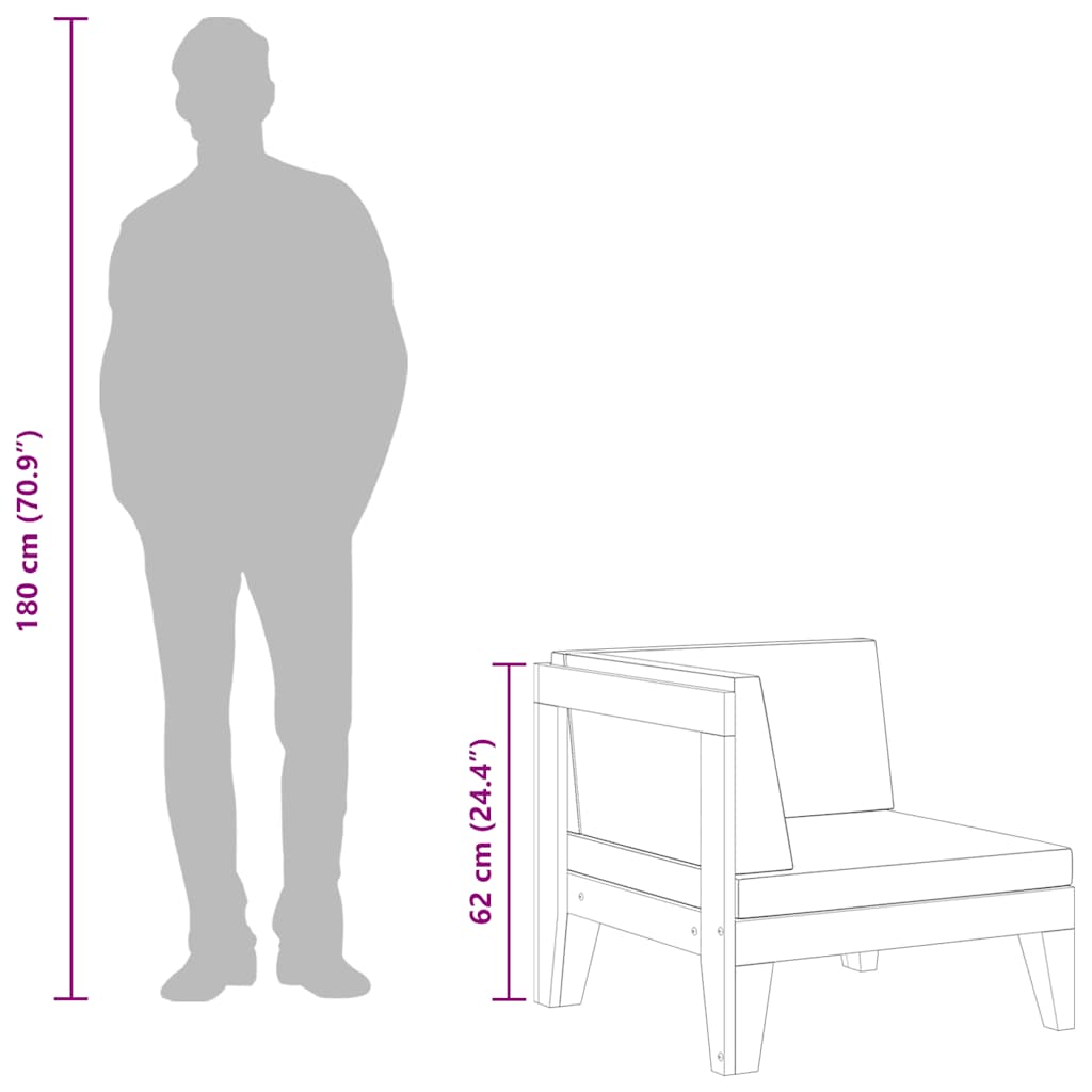 Set Divani da Giardino 2 pz con Cuscini in Massello di Acacia